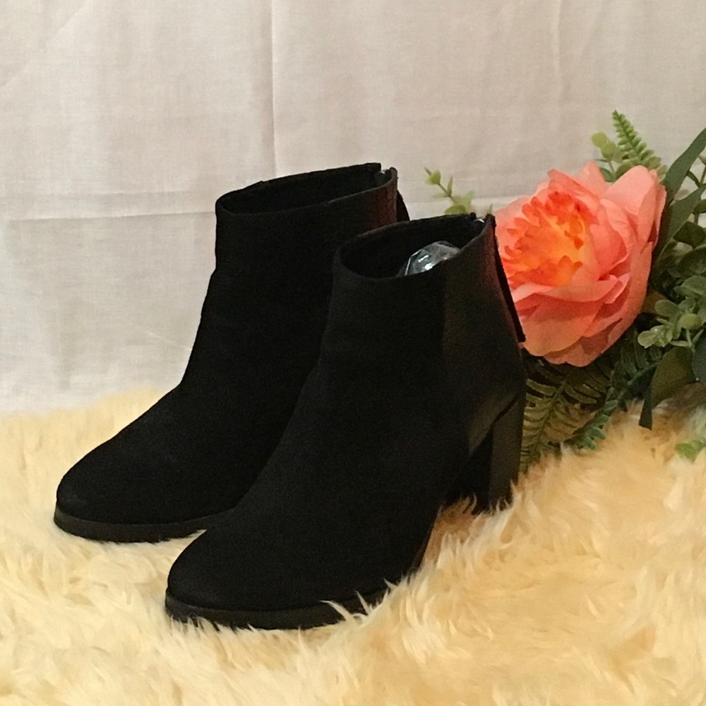 H&M High Heel Real Suede Leather Bootie with Croco